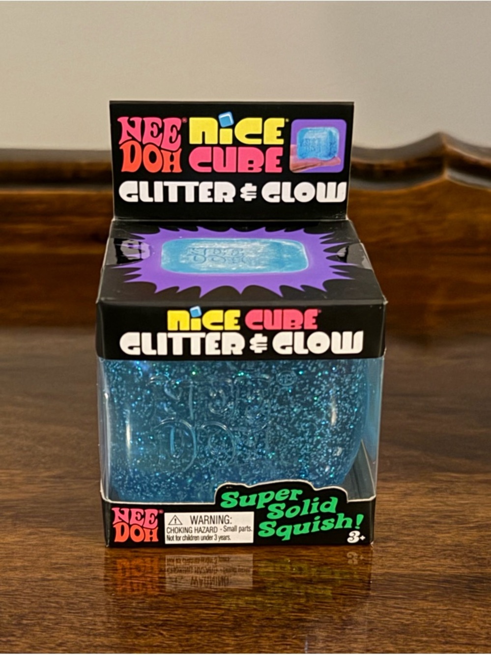 Nee Doh Nice Cube Glitter & Glow - blue - Schylling Brand - ships ASAP